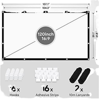 Écran de projection Seeball Movie 120, 16:9, pliable, portable, double face, anti-plis, mural, en polyester, garantie 1 an