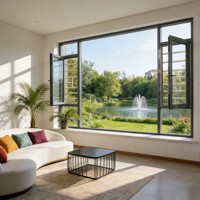 Fenêtre à battant horizontal en alliage d'aluminium moderne, économique, insonorisée, certifiée Energy Star, robuste pour villa et hôtel
