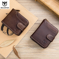 Sac pour homme BULLCAPTAIN en cuir véritable, porte-cartes de visite, porte-permis de conduire, porte-monnaie, porte-cartes, portefeuille en cuir de vachette pleine fleur