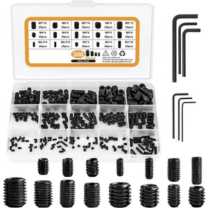 300Pcs Black Hex <b>Socket</b> Set Screws M2 5 To M8 12 Alloy Steel DIN916 Boxed Set For Diy Projects - Product Image 1