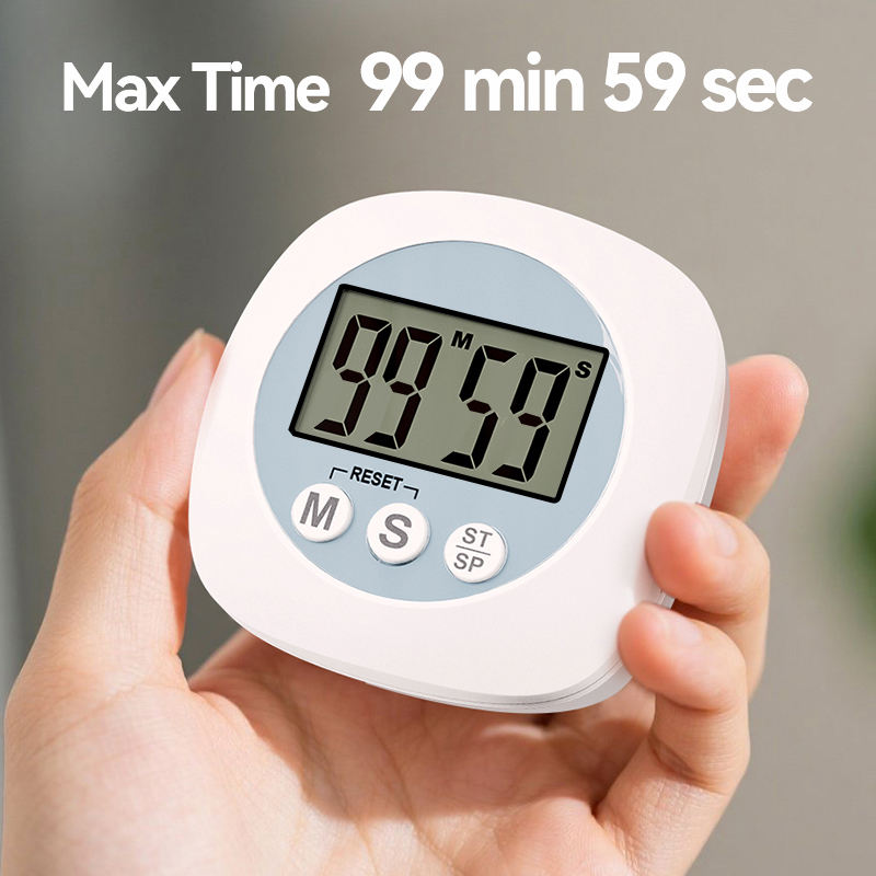 Magnetic Digital Timer with LCD Display Countdown Stopwatch Alarm for Kitchen Sports Study-Battery Operated Plastic Timer