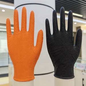 Heavy Duty Grueso 8mil 10mil Negro Naranja Diamante Texturizado Guantes de nitrilo Durable Mecánico Reparación de automóviles Guantes industriales - Product Image 5