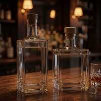Botol Minuman Keras Kaca Persegi Kosong 100ml 375ml 500ml Persegi Panjang Semprot Warna Abu-abu Cetak Logo Botol Vodka Gin Rum Kemasan