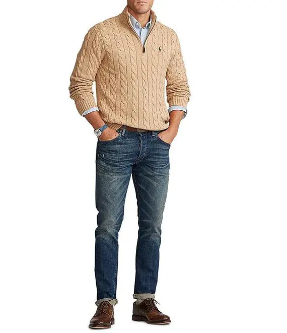 कस्टम लोगो पुरुषों का स्वेटर पुरुषों के लिए उच्च गुणवत्ता वाला क्वाटर ज़िप स्वेटर टर्न-डाउन कॉलर निटवेअर लंबी आस्तीन बुना हुआ ऊनी टॉप स्वेटर