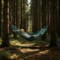 Hamac Courbé Anti-Renversement en Polyester et Coton pour 1-2 Personnes, Enfants et Adultes, Idéal pour le Camping, la Randonnée et les Voyages en Extérieur