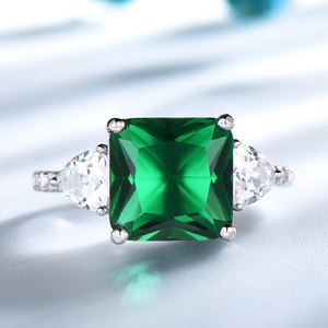 Anelli di pietre preziose <span class=keywords><strong>smeraldo</strong></span> per le donne <span class=keywords><strong>anello</strong></span> di promessa in <span class=keywords><strong>argento</strong></span> Sterling massiccio 925 quadrato verde fidanzamento di nozze gioielli di lusso nuovo - Product Image 3