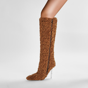 Bottines en fourrure pour femme, bout pointu, talons aiguilles, nouvelle mode, fourrure synthétique - Product Image 2