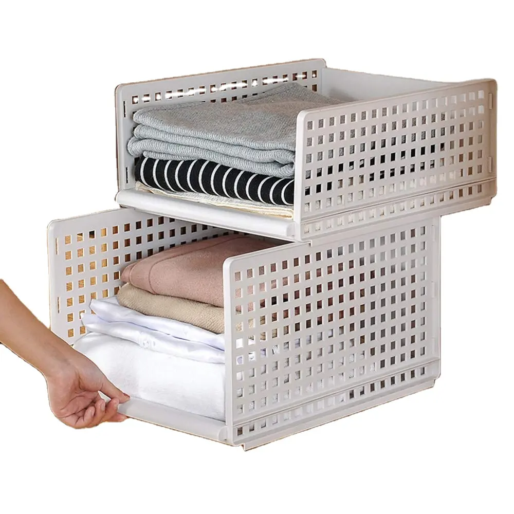 아마존 핫 잘 팔리는 스택 Foldable Multi Basket Storage 옷 주최자 플라스틱 Storage 서랍 대 한 옷 Storage 캐비닛