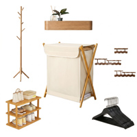Organisateur mural modulaire en bois - Ensemble de rangement écologique pour placard, porte-manteau en bois