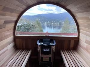 Sauna <span class=keywords><strong>en</strong></span> baril à deux pièces, traditionnel, vapeur, luxe, électrique, pierre, extérieur, fenêtre semi-verre, vente <span class=keywords><strong>en</strong></span> <span class=keywords><strong>gros</strong></span> directe d'usine - Product Image 4