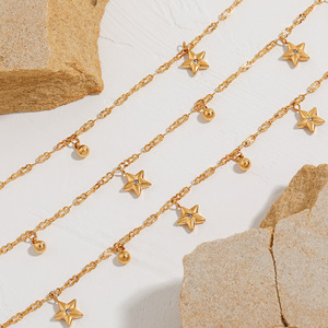 Ensemble de bijoux pour femme : <span class=keywords><strong>Bracelet</strong></span> et collier en acier inoxydable plaqué or avec zircon, motif étoile pentagonale et tournesol, simple et élégant - Product Image 4