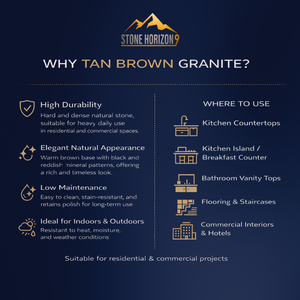 แผ่นหินแกรนิตสีน้ำตาลแทน |   หินแกรนิตธรรมชาติขัดเงาสำหรับปูพื้นและเคาน์เตอร์ |   คุณภาพส่งออก - Product Image 6