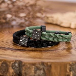 Bracelets personnalisés gravés avec le nom du couple, bracelets en corde tressée milanaise faits à la main, <span class=keywords><strong>bracelet</strong></span> tendance, <span class=keywords><strong>cadeau</strong></span> d'anniversaire - Product Image 4