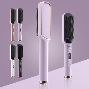 30-60s Constant Temperature Hot Comb Hair Straightener Digital Display Hair <b>Brush</b> 2 in 1 Straight & <b>Curly</b> Hair Multi-styler - Product Image 1