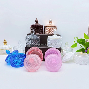 Contenitori Moderni e Colorati in Oro Rosa all'Ingrosso, Barattoli e Bottiglie in Vetro per Candele con Coperchio in Terracotta per la Fabbricazione di Candele - Product Image 3