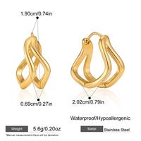 Boucles d'oreilles créoles personnalisées en acier inoxydable 316L, double vague, bicolores, plaquées or 18K PVD, style squiggly huggie, pour femmes, cadeaux, vente en gros
