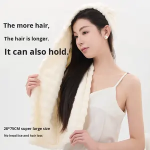 Bonnet de séchage capillaire en polaire corail épaissie à queue large, motif fruits de dessin animé, pour <span class=keywords><strong>femme</strong></span>, esthétique haut de gamme, séchage rapide, super absorbant - Product Image 2