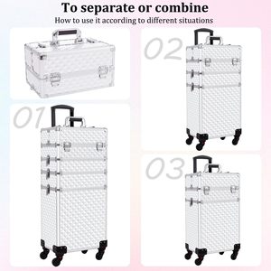 <span class=keywords><strong>Maleta</strong></span> de Maquillaje <span class=keywords><strong>Profesional</strong></span> con Ruedas de Gran Capacidad, Carro de <span class=keywords><strong>Peluquería</strong></span>, <span class=keywords><strong>Maleta</strong></span> de Almacenamiento, <span class=keywords><strong>Maleta</strong></span> de Viaje - Product Image 2