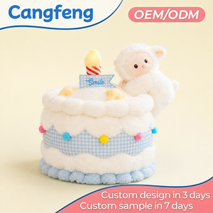 Juguete de Peluche de Cordero Blanco Realista, Venta al Por Mayor de Fábrica, OEM ODM, con Pastel de Cumpleaños, Oveja de Peluche Suave para Regalo de Fiesta de Cumpleaños para Bebés - Product Image 1