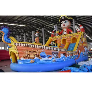 पागल इनडोर Inflatable समुद्री डाकू जहाज स्लाइड Tobogan Inflable