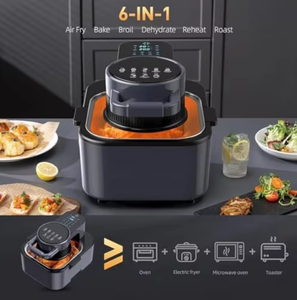 6-in-1 không độc hại đen vuông hiện đại kỹ thuật số Nồi chiên không khí chính xác Temp hẹn giờ điều khiển tự động ngắt nướng nướng chức năng cho khách sạn - Product Image 2