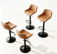 Chaise de bar moderne en cuir, légère, durable et écologique, avec pieds en fer, pour usage commercial dans les bureaux à domicile et les hôtels