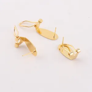 Fashion Gold Color Metal Earring Clip Post With Pin Back For Jewelry Findings