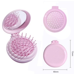 Peigne à cheveux rond pour enfants <span class=keywords><strong>et</strong></span> femmes, miroir portable pliable pour retouches <span class=keywords><strong>de</strong></span> <span class=keywords><strong>maquillage</strong></span>, houppette à coussin d'air, vente en gros disponible - Product Image 3