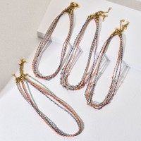Collier tressé coloré style ethnique bohème en acier inoxydable, chaîne simple DIY, bijou ras du cou pour femme, cadeau Zooying