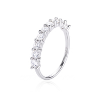 Bague de mariage demi-éternité en argent S925 de luxe avec moissanite ronde de 3 mm et diamant de laboratoire pour femme, cadeau de mariage
