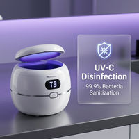 Nettoyeur ultrasonique portable en plastique pour appareils dentaires avec lumière UV et 3 cycles temporisés pour le nettoyage des prothèses dentaires, aligneurs et protège-dents, modèle T3