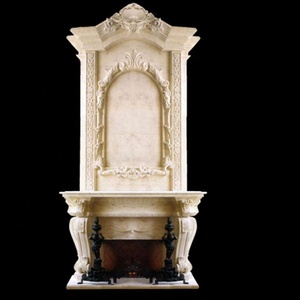 Cheminée Antique en Pierre Naturelle à Deux Couches, Double Contour de Cheminée en Marbre avec Lion - Product Image 5