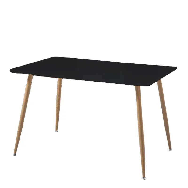 Custom produced Nordic minimalist MDF tabletop wood color metal legs rectangular restaurant home dining tables