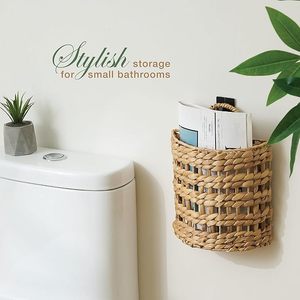 <strong>Wall</strong> Hanging Eco-Friendly Vintage Rectangle Water Hyacinth Woven <strong>Storage</strong> <strong>Basket</strong> for Bathroom Plant Sundries &amp; Vegetables - Product Image 3