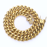 Collier Chaîne Cubaine Miami en Acier Inoxydable Plaqué Or 18 carats pour Hommes et Femmes, Style Hip Hop, Vente en Gros