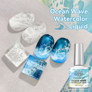 BORN PRETTY 10ml Tinta Blanca para Uñas con Efecto Ondas Marinas, Líquido para Arte de Uñas con Degradado Azul, <span class=keywords><strong>Gel</strong></span> de Acuarela Abstracto con Efecto Encaje para Uñas - Product Image 1