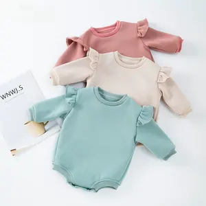 Wholesale Blank Jumpsuits For Babies Ruffle Round Neck Baby Bubble Romper Embroidery Baby Girl Romper
