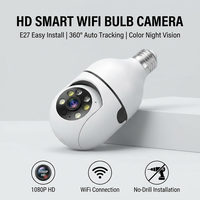 Caméra ampoule WiFi 1080P 2MP, base E27, caméra IP intelligente sans fil PTZ, capteur CMOS, vision nocturne couleur grand angle 360°