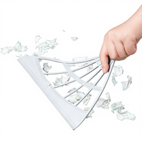 Balai à poussière en silicone pour la maison, fournitures de nettoyage scolaire, pelle à poussière en PP avec manche en plastique, raclette à plancher facile à nettoyer, en acier inoxydable