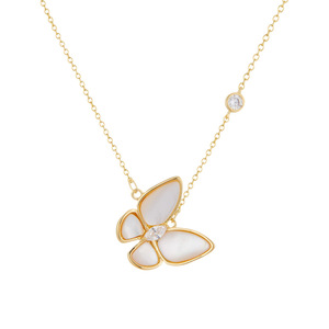 Butterfly Necklace Natural Seashell Gold Plated Pendant Chain For Women Everyday Wear Fine Jewelry - Product Image 5