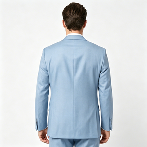 Blazer Homme Bleu Clair Imperméable à Simple Boutonnage Coupe Slim avec Logo Personnalisé – Veste <span class=keywords><strong>de</strong></span> Costume Élégante pour Mariage et Soirée, Deux Boutons - Product Image 2