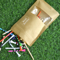 Prix d'usine – Tees de golf personnalisés, accessoires de golf 70 mm 83 mm, tees de golf en bois et bambou, sac de tees en papier kraft biodégradable personnalisé