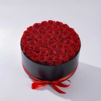 HFlora Vente en gros de 50 roses préservées en forme de boîte cadeau pour mariage, rentrée scolaire, Saint-Valentin, remise de diplôme - Longue durée, 3 à 5 ans