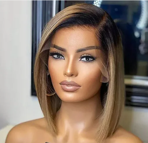 Ombre tóc vàng ngắn <span class=keywords><strong>Bob</strong></span> tóc giả cho phụ nữ da Đen Tro tóc vàng ren phía trước Tóc Giả Trinh Nữ tóc con người mật ong tóc vàng tóc tự nhiên tóc giả - Product Image 3