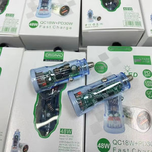 Adaptador de Coche de Carga Rápida USB-C PD QC3.0 de 48W/30W para Teléfono, Laptop, Auriculares y Cámara con Estuche Transparente - Product Image 5