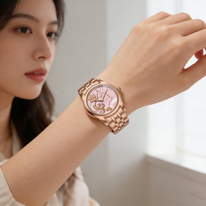 Reloj de Cuarzo Analógico Elegante para Mujer con Piedras Brillantes, Caja y Brazalete de Acero Inoxidable, Resistente al Agua - Product Image 6