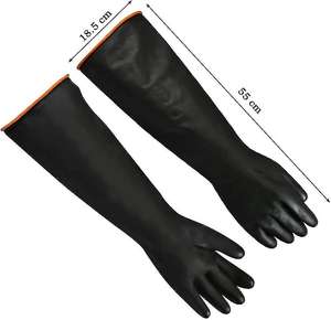 Sun Brand <span class=keywords><strong>Extra</strong></span> <span class=keywords><strong>Long</strong></span> 30cm 35cm 55cm 60cm Noir <span class=keywords><strong>Latex</strong></span> Caoutchouc Main Gants Étanche Industriel Nettoyage Travail Protection Antidérapant - Product Image 2