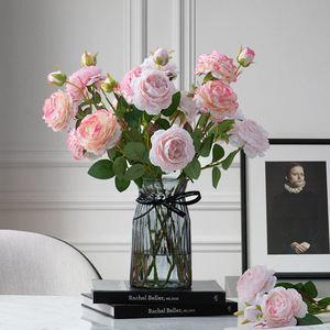 Cina all'ingrosso fabbrica diretta 3 peonie vera tocco di seta bianco occidentale <span class=keywords><strong>rosa</strong></span> <span class=keywords><strong>rosa</strong></span> peonia fiori artificiali per la festa di nozze - Product Image 2