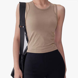 Yoga Wear Women's Seamless Elastic Fixed Cup Sports <b>Bra</b> Shockproof Push-Up Yoga <b>Vest</b> Running Fitness <b>Vest</b> - Product Image 1