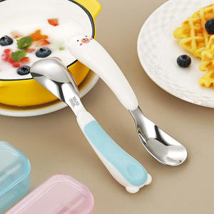 <span class=keywords><strong>Cubiertos</strong></span> para Bebé de Acero Inoxidable 304, Juego de <span class=keywords><strong>Cubiertos</strong></span> para Niños con Mango de Dibujos Animados Creativos, Pulido Espejo - Product Image 2